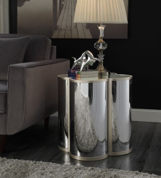 Clover - End Table - Silver & Champagne Finish