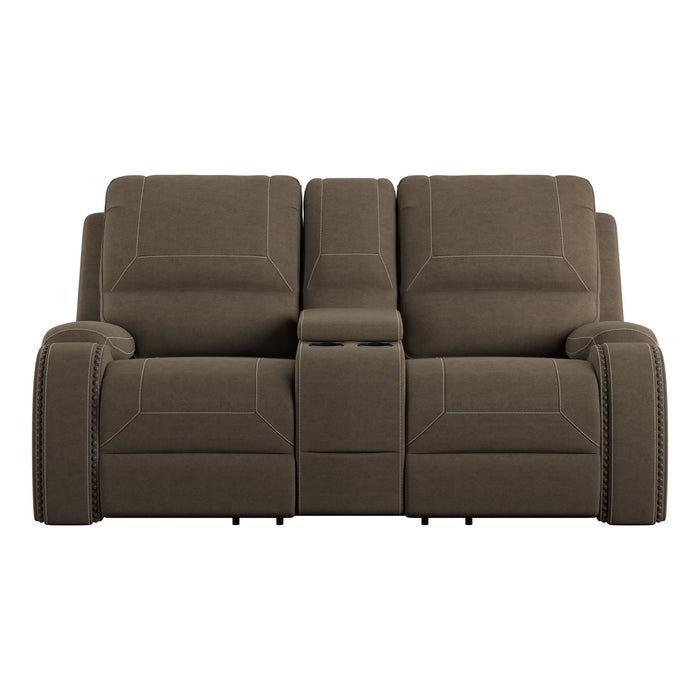 Adrian - Reclining Glider Console Loveseat - Walnut Brown