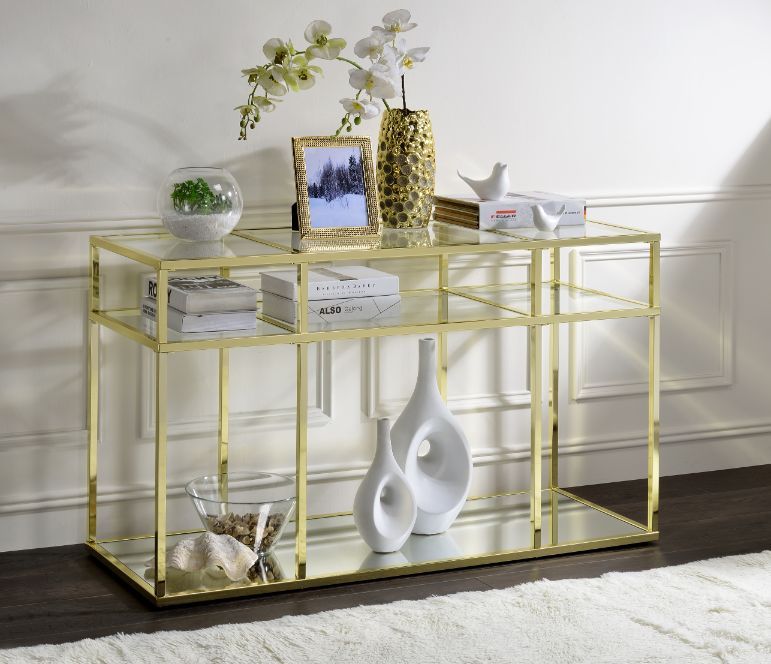 Uchenna - Accent Table - Clear Glass & Gold Finish - 30"