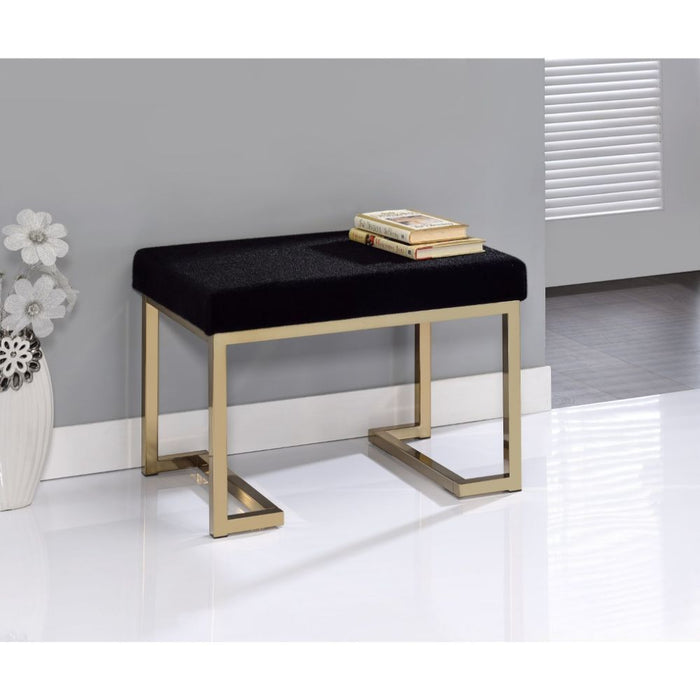 Boice - Ottoman - Black Fabric & Champagne