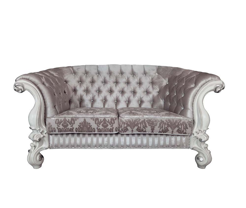 Versailles - Loveseat - Ivory Fabric & Bone White Finish