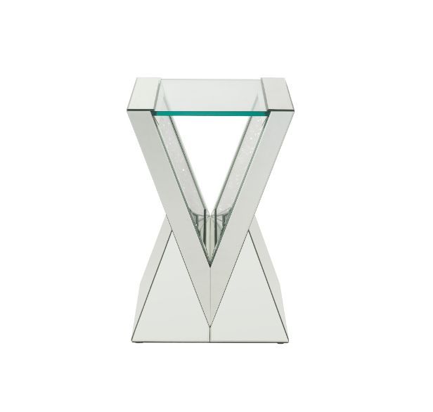 Noralie - End Table - Clear Glass, Mirrored & Faux Diamonds