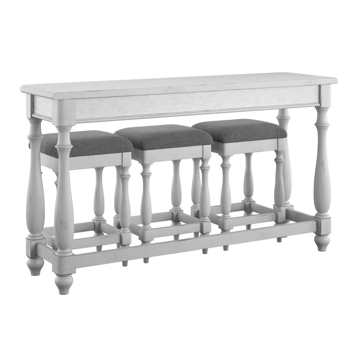 New Haven - Sofa Table With 3 Stools - Oyster Shell