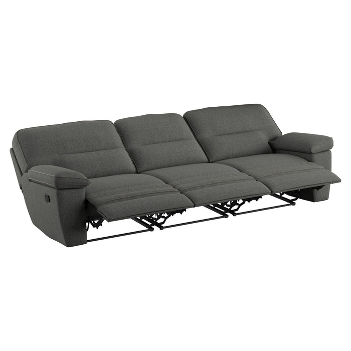 Alberta - 3 Seat Reclining Sofa - Charcoal Gray