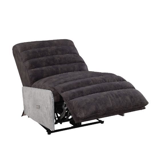 Okzuil - Recliner - 2-Tone Gray Top Grain Leather & Aluminum