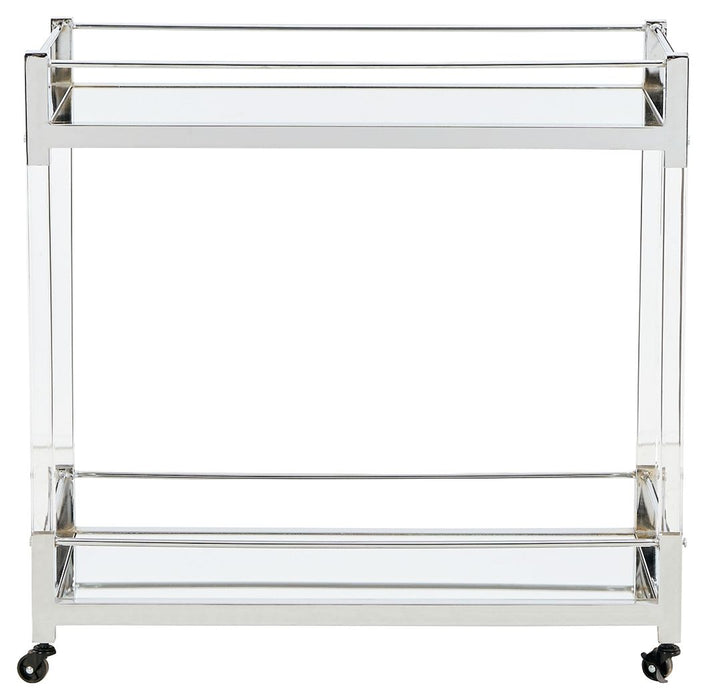 Chaseton Bar Cart - Clear/Silver Finish