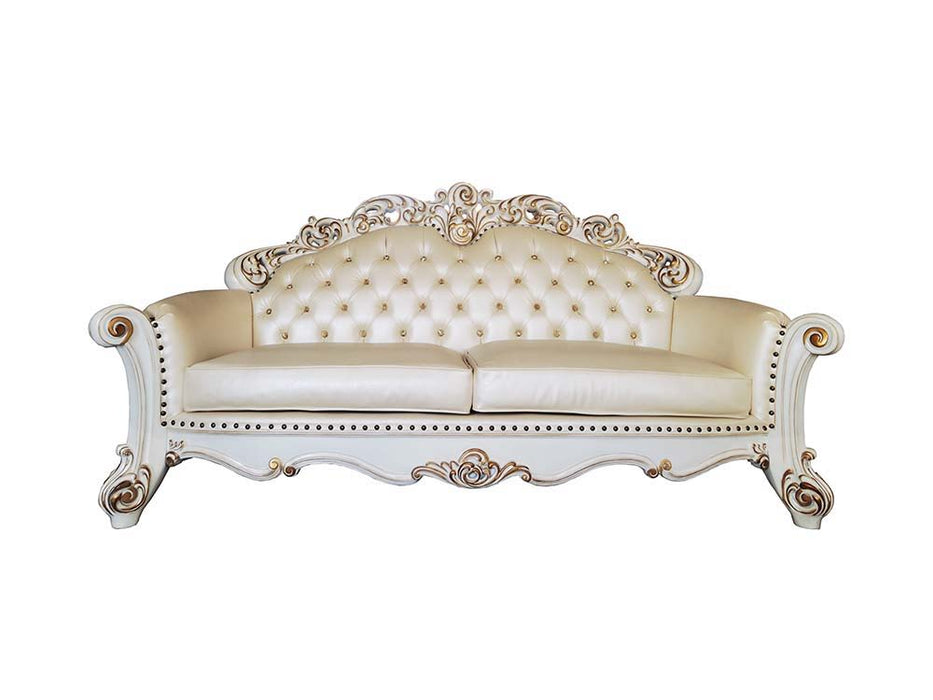 Vendom - Sofa - Champagne PU & Antique Pearl Finsih