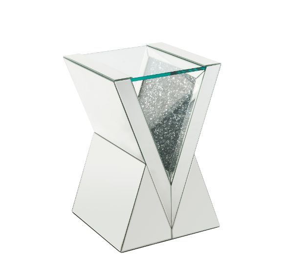 Noralie - End Table - Clear Glass, Mirrored & Faux Diamonds