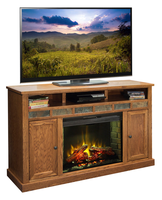 Oak Creek - 62" Fireplace Console - Golden Oak
