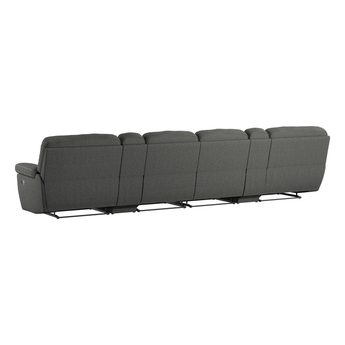 Alberta - 6 Piece Reclining Sofa With 2 Consoles - Charcoal Gray