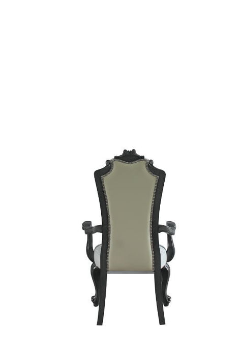 House - Delphine - Chair (Set of 2) - Two Tone Ivory Fabric, Beige PU & Charcoal Finish